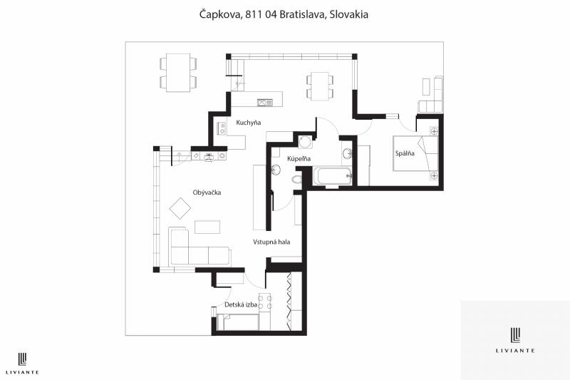 Rent Two bedroom apartment, Two bedroom apartment, Čapkova, Bratislava