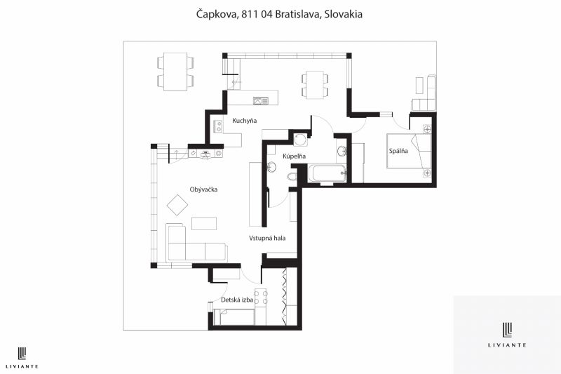 Sale Two bedroom apartment, Two bedroom apartment, Čapkova, Bratislava